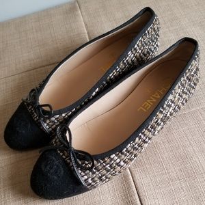 Chanel Tweed Ballerina Flats Size 38